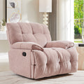 Ergonomic Glider 360 Degree Swivel Chair, Overstuffed Manual Rocking Recliner For Living Room Pink Pink Polyester 1 Seat