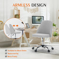 Sweetcrispy Armless Home Office Desk Chair With Wheels Adjustable Swivel Task Computer Vanity Chair For Small Spaces Gray Fabric