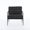 Leisure Lounge Chair Arm Chair With Metal Frame, Upholstered Side Chair Comfy Sitting Chair For Living Room, Black Chenille Black Chenille