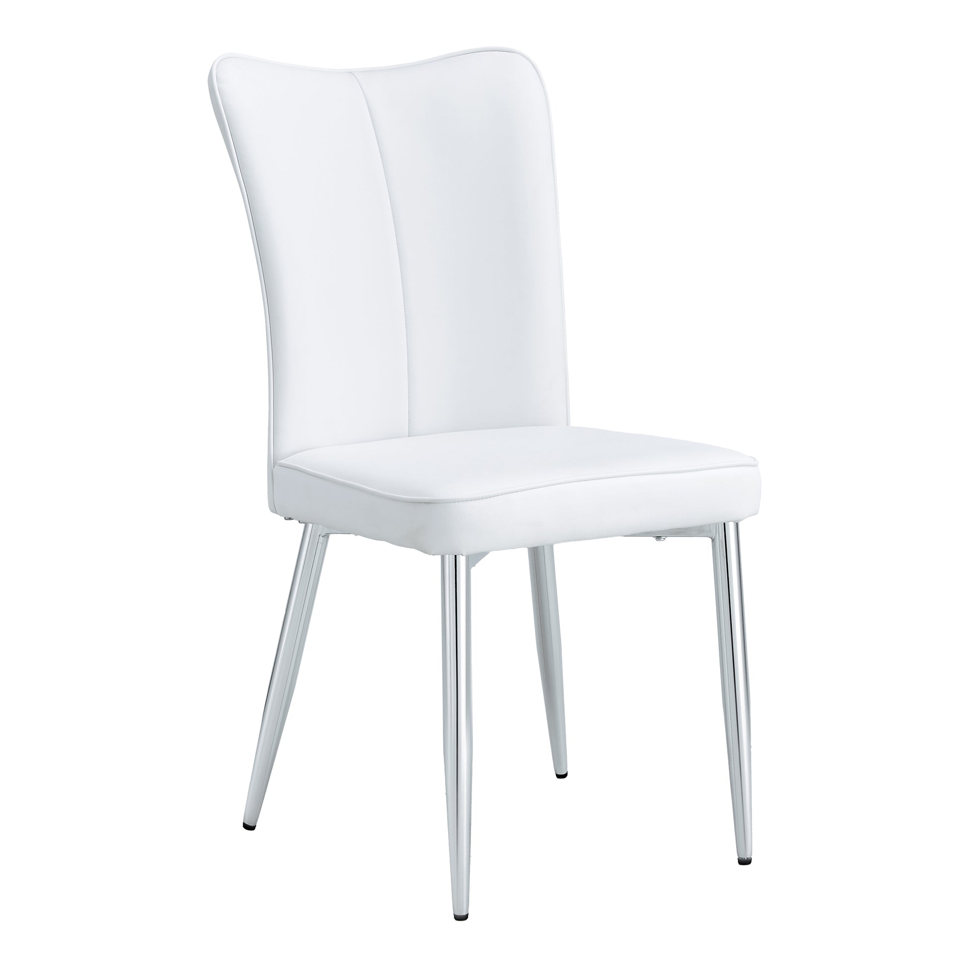 Modern Minimalist Dining Chairs, Office Chairs. 4 Piece Set Of White Pu Seats With Silver Metal Legs. Suitable For Restaurants, Living Rooms, And Offices. C 008 White Pu