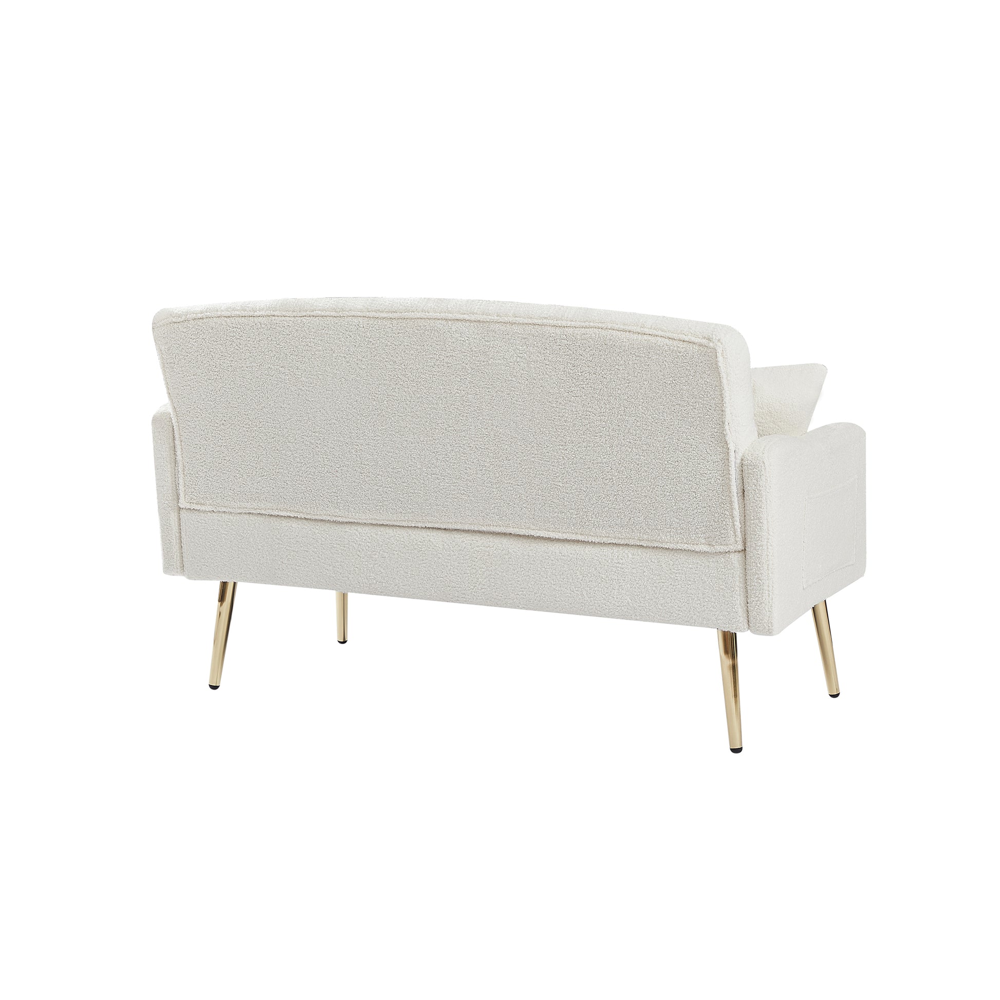 Cream White Teddy Fabric 2 Seater Sofa Cream White Engineered Wood