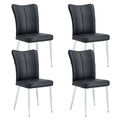 Modern Minimalist Dining Chairs, Black Pu Leather Curved Backrest And Seat Cushions, Electroplated Metal Chair Legs, Suitable For Restaurants, Bedrooms, And Living Rooms. A Set Of 4 Chairs.008 Black Pu