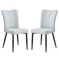 Modern Minimalist Dining Chairs And Office Chairs. 2 Piece Set Of Light Gray Pu Seats With Black Metal Legs. Suitable For Restaurants, Living Rooms, And Offices. C 008 Light Gray Pu
