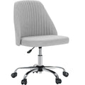 Sweetcrispy Armless Home Office Desk Chair With Wheels Adjustable Swivel Task Computer Vanity Chair For Small Spaces Gray Fabric