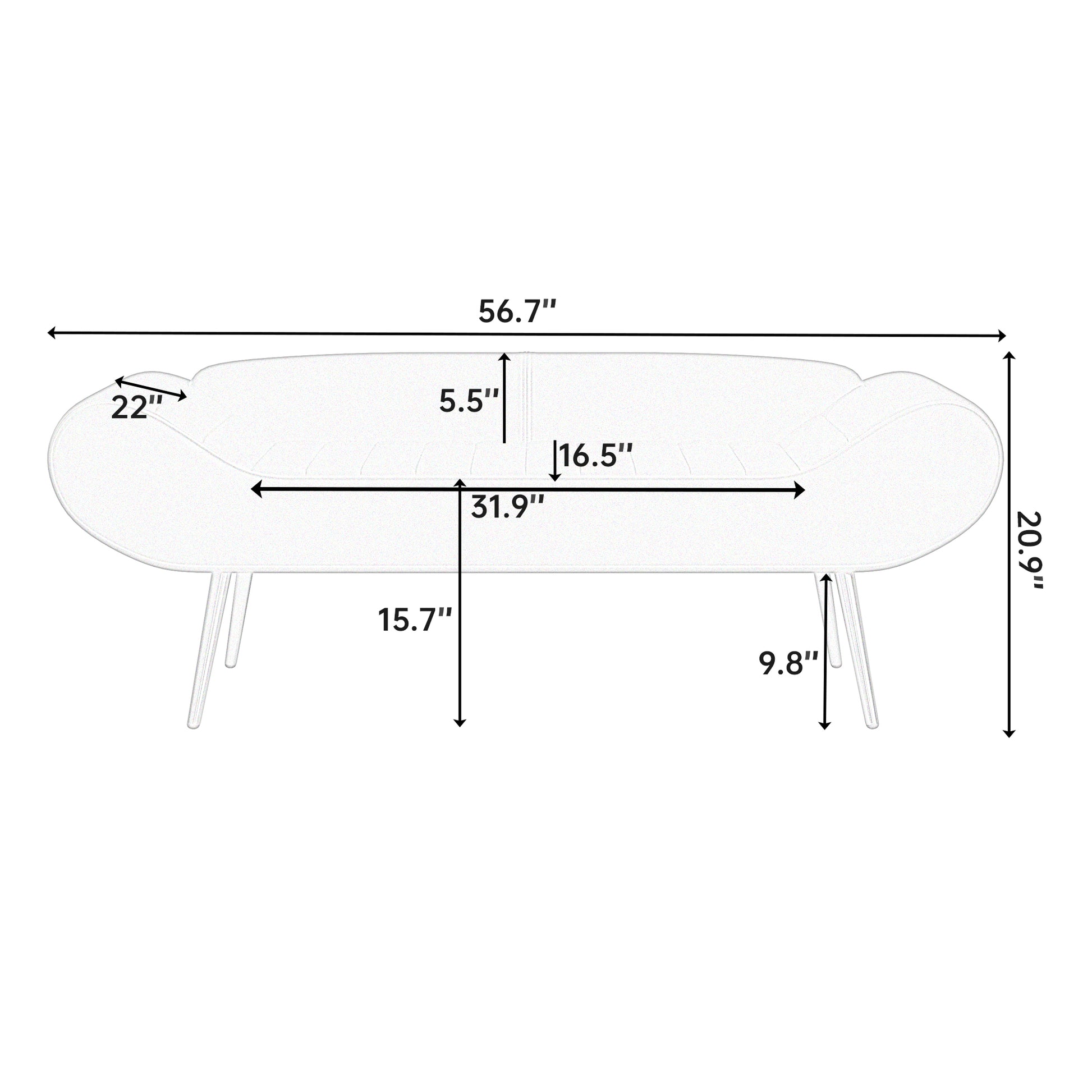 57 Inch Sofa Stool Pvc Fabric Can Be Placed In The Bed Circumference Can Also Be Placed In The Porch Green Polyester Blend
