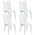 Modern Minimalist Dining Chairs, Office Chairs. 4 Piece Set Of White Pu Seats With Silver Metal Legs. Suitable For Restaurants, Living Rooms, And Offices. C 008 White Pu