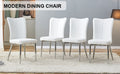 Modern Minimalist Dining Chairs, Office Chairs. 4 Piece Set Of White Pu Seats With Silver Metal Legs. Suitable For Restaurants, Living Rooms, And Offices. C 008 White Pu