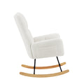 Off White Teddy Fabric Rocking Chair White Metal