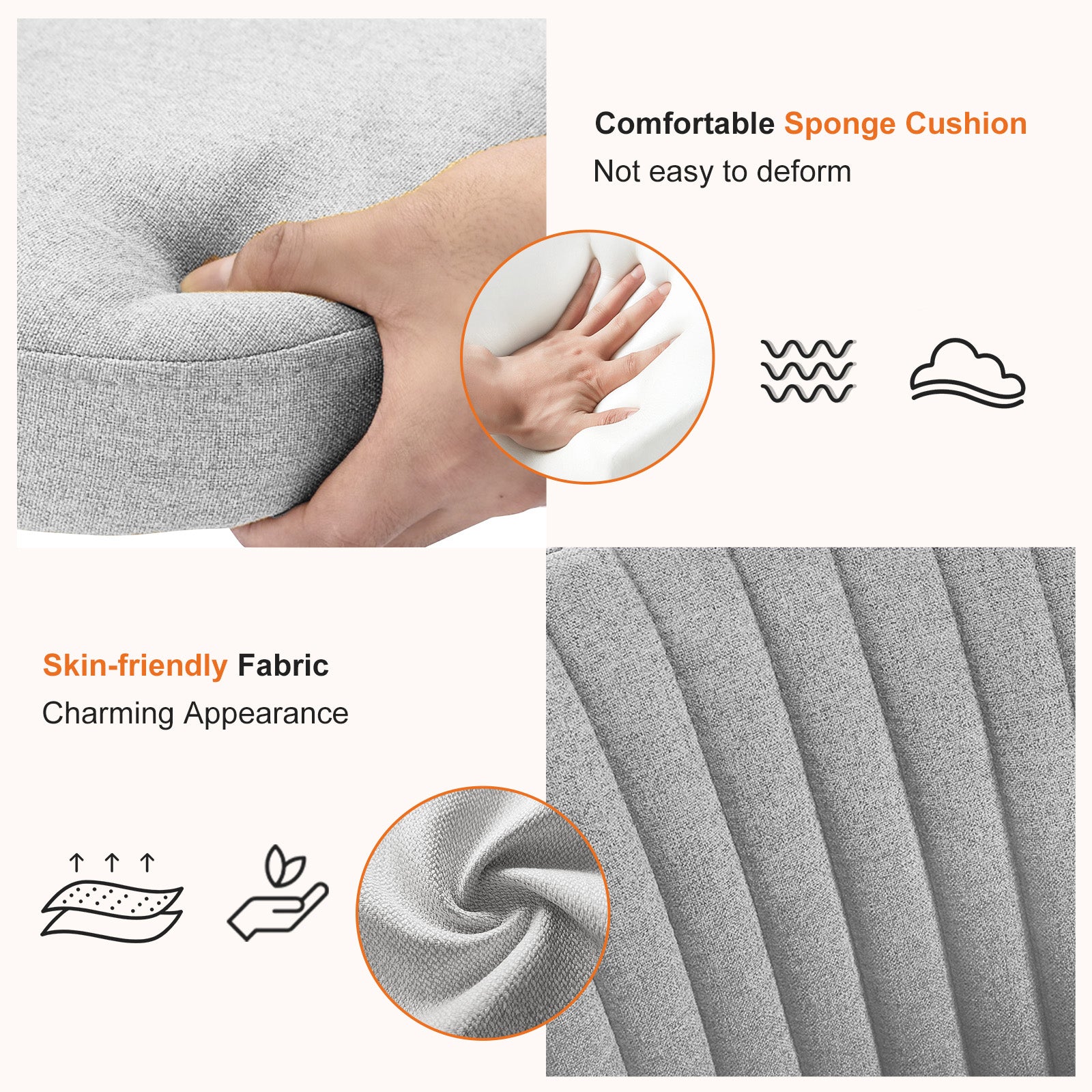 Sweetcrispy Armless Home Office Desk Chair With Wheels Adjustable Swivel Task Computer Vanity Chair For Small Spaces Gray Fabric