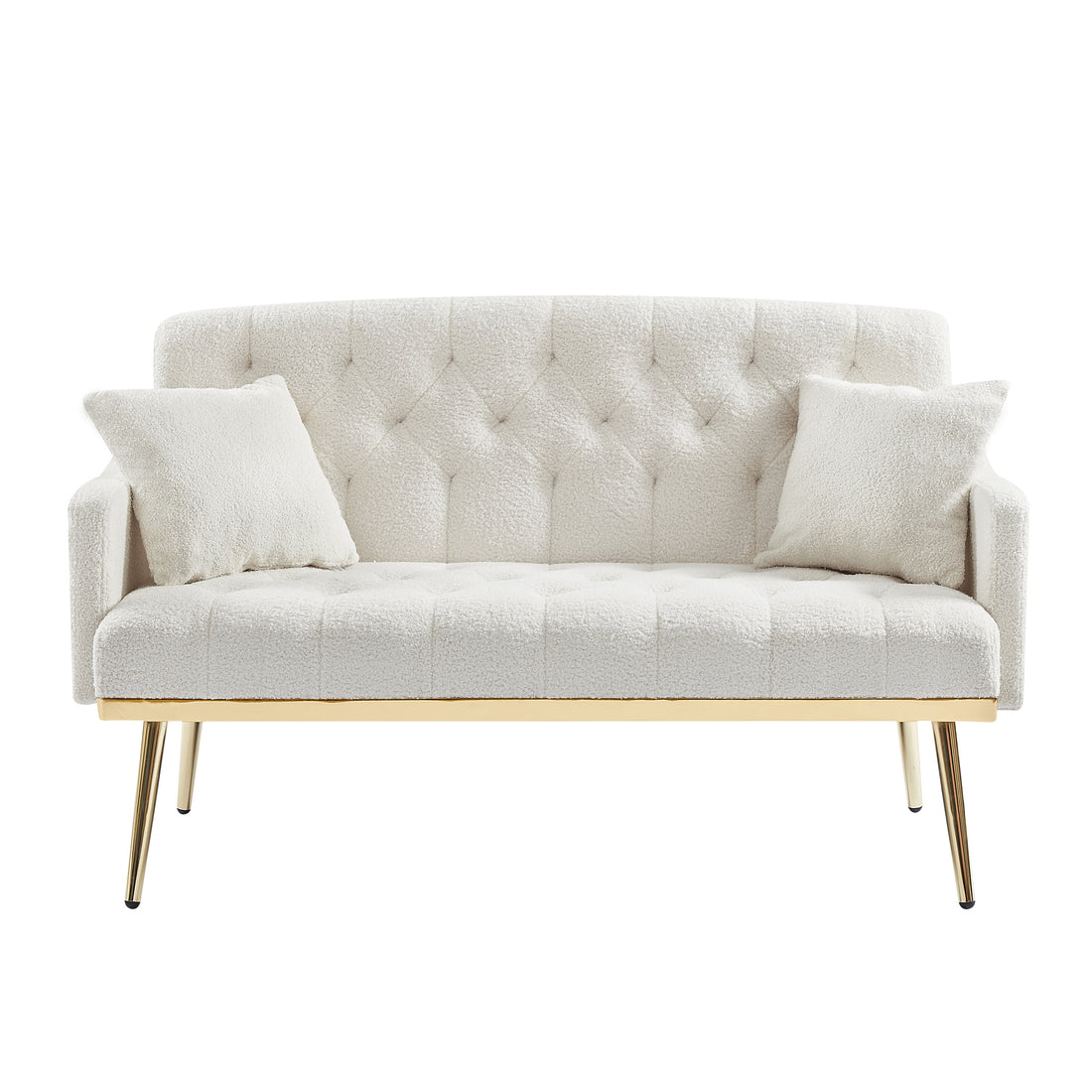 Cream White Teddy Fabric 2 Seater Sofa Cream White Engineered Wood