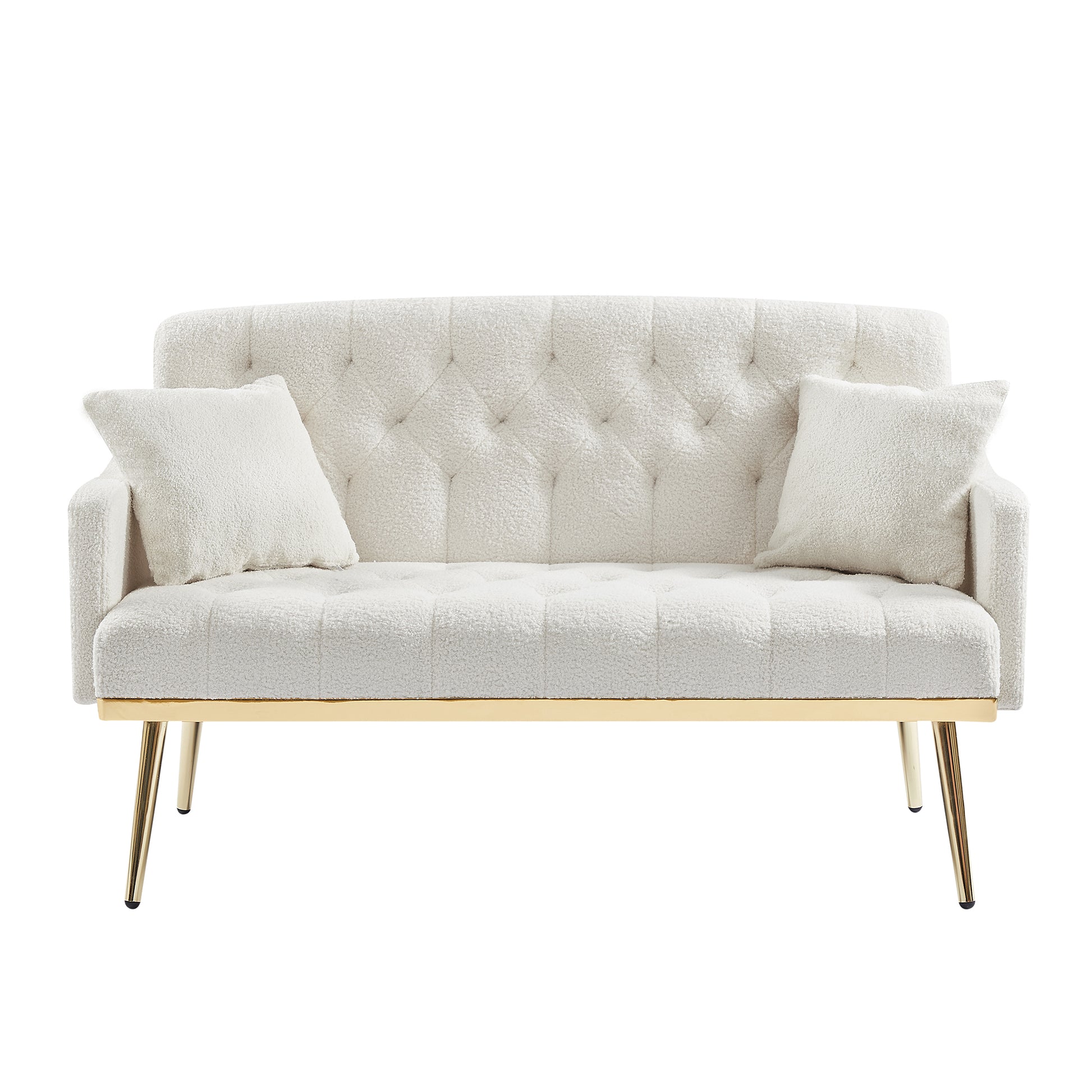 Cream White Teddy Fabric 2 Seater Sofa Cream White Engineered Wood