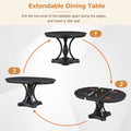 Retro 5 Piece Dining Set Extendable Round Table And 4 Chairs For Kitchen Dining Room Black Oak Black Mdf