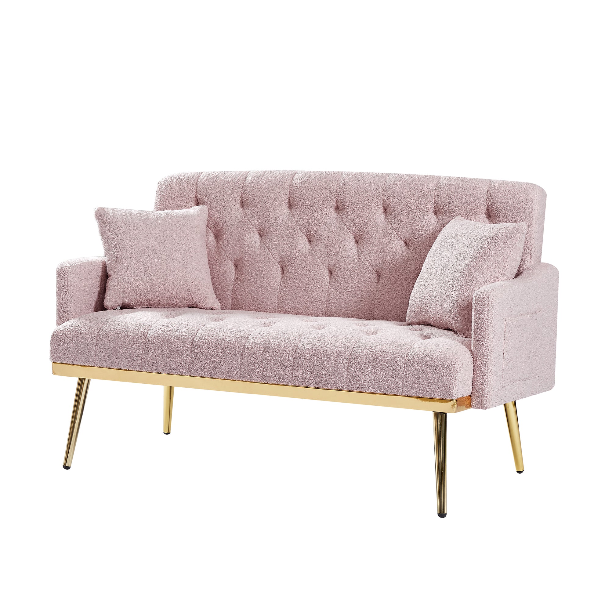 Pink Teddy Fabric 2 Seater Sofa Pink Engineered Wood