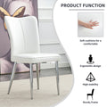 Modern Minimalist Dining Chairs, Office Chairs. 4 Piece Set Of White Pu Seats With Silver Metal Legs. Suitable For Restaurants, Living Rooms, And Offices. C 008 White Pu