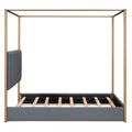 Queen Size Upholstery Canopy Platform Bed With Headboard And Metal Frame, Gray Box Spring Not Required Queen Gray Wood Linen Upholstered