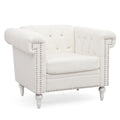 1 Seater Sofa For Living Room White Fabric