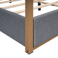 Queen Size Upholstery Canopy Platform Bed With Headboard And Metal Frame, Gray Box Spring Not Required Queen Gray Wood Linen Upholstered
