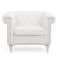 1 Seater Sofa For Living Room White Fabric