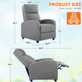 Sweetcrispy Recliner Chair For Living Room Massage Pu Leather Recliner Sofa Home Theater Seating With Lumbar Support Gray Fabric 1 Seat