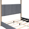 Queen Size Upholstery Canopy Platform Bed With Headboard And Metal Frame, Gray Box Spring Not Required Queen Gray Wood Linen Upholstered