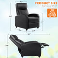 Sweetcrispy Recliner Chair For Living Room Massage Pu Leather Recliner Sofa Home Theater Seating With Lumbar Support Black Pu Leather 1 Seat