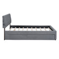 Teddy Fleece Queen Size Upholstered Platform Bed With Twin Xl Trundle, Gray Gray Fleece