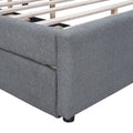 Teddy Fleece Queen Size Upholstered Platform Bed With Twin Xl Trundle, Gray Gray Fleece
