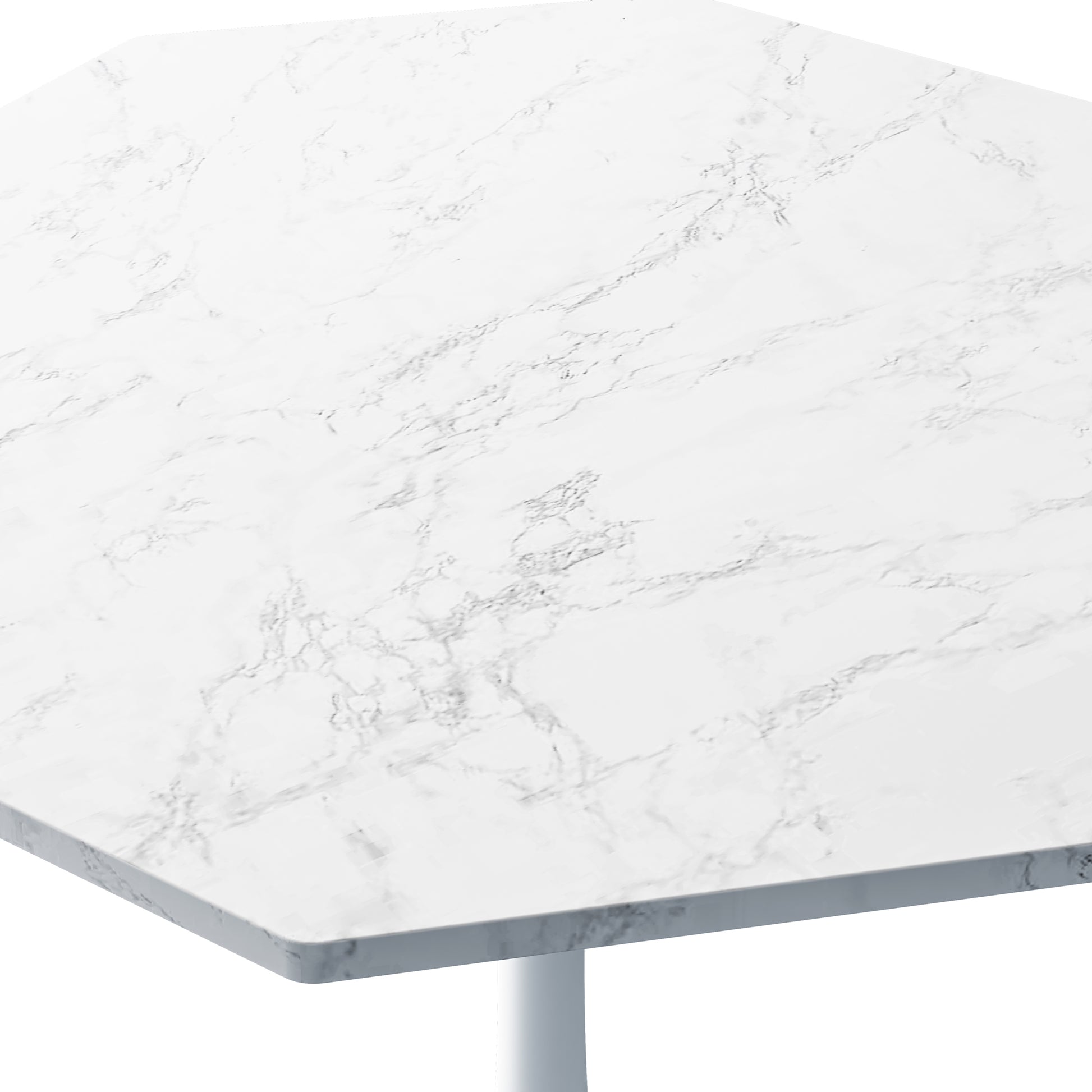 31.50"Modern Octagonal Coffee Table With Printed White Marble Table Top,Metal Base, For Dining Room, Kitchen, Living Room White Marble Mdf
