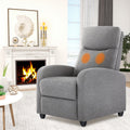 Sweetcrispy Recliner Chair For Living Room Massage Pu Leather Recliner Sofa Home Theater Seating With Lumbar Support Gray Fabric 1 Seat