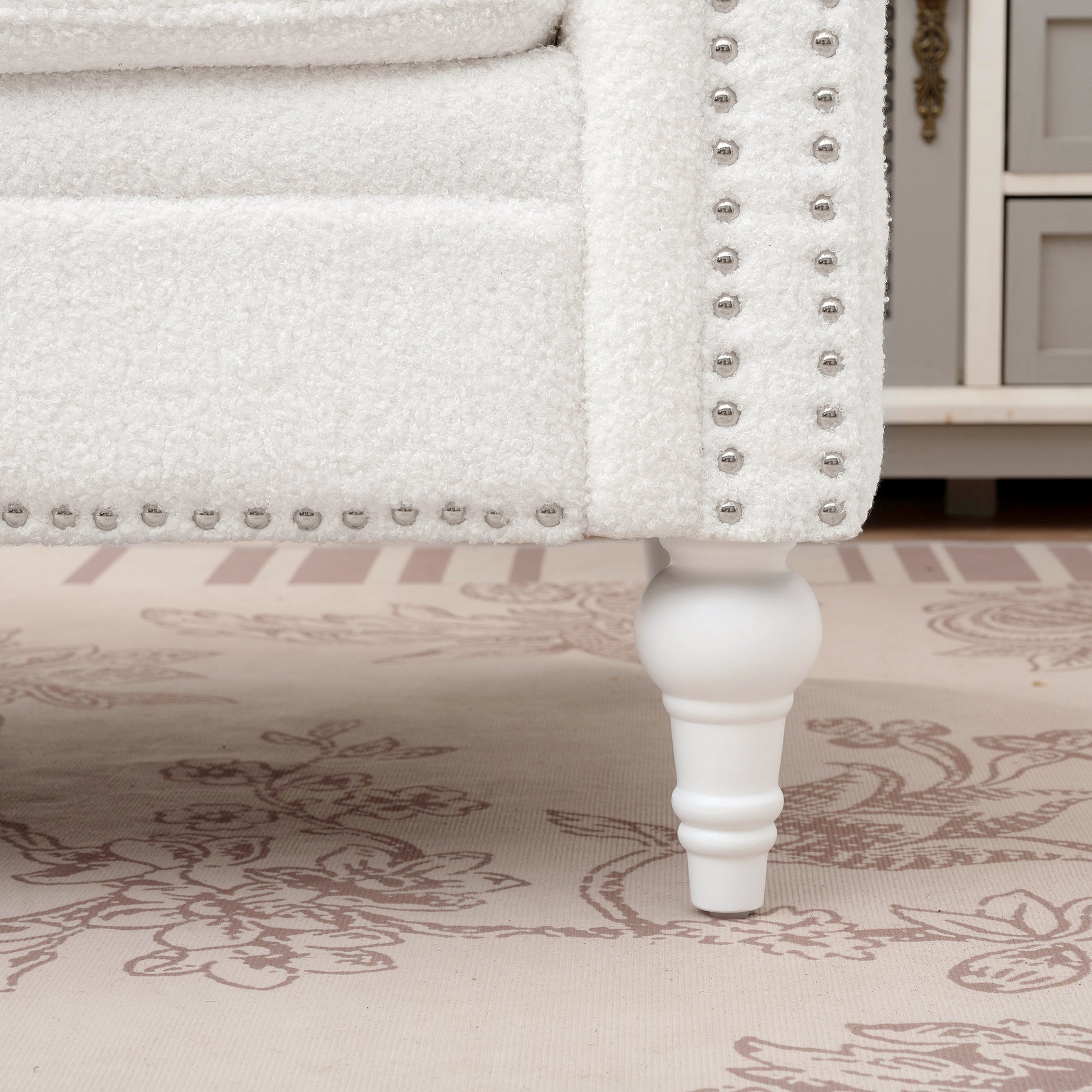 1 Seater Sofa For Living Room White Fabric