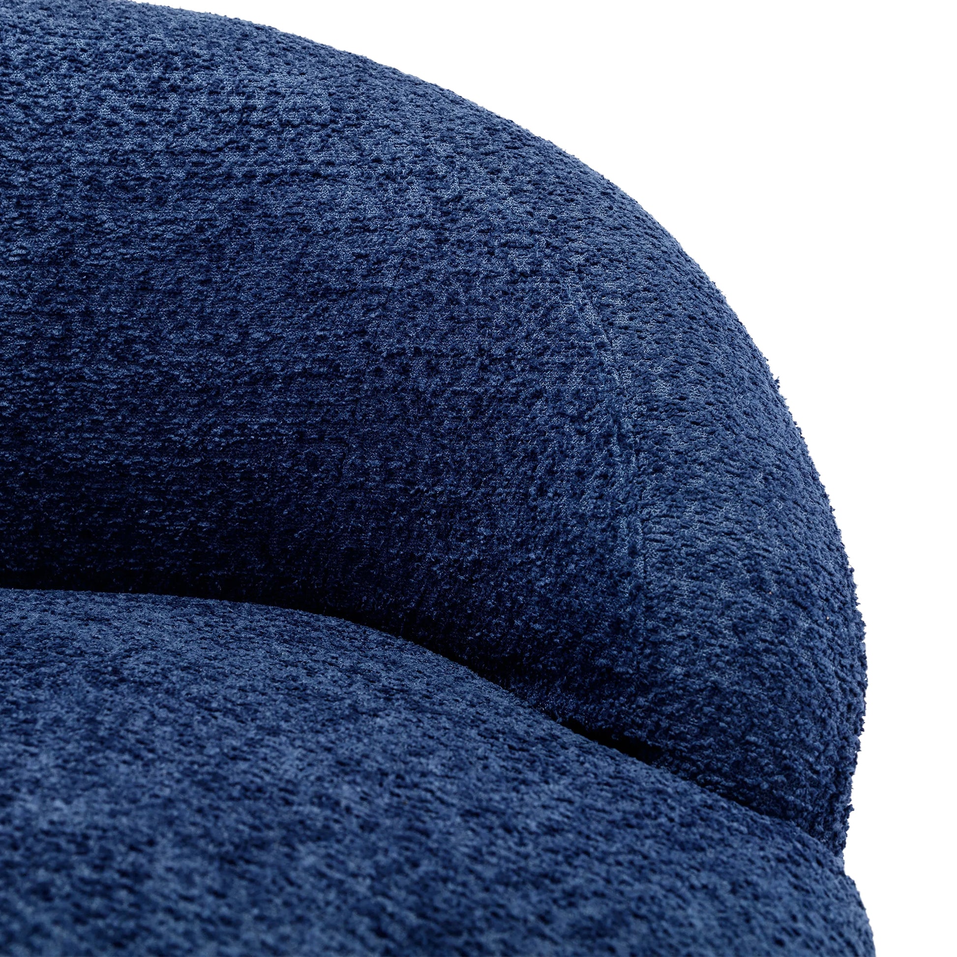 360 Degree Swivel Cuddle Barrel Accent Chairs, Round Armchairs With Wide Upholstered, Fluffy Fabric Chair For Living Room, Bedroom, Office, Waiting Rooms Navy Foam Boucle