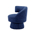 360 Degree Swivel Cuddle Barrel Accent Chairs, Round Armchairs With Wide Upholstered, Fluffy Fabric Chair For Living Room, Bedroom, Office, Waiting Rooms Navy Foam Boucle