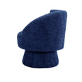 360 Degree Swivel Cuddle Barrel Accent Chairs, Round Armchairs With Wide Upholstered, Fluffy Fabric Chair For Living Room, Bedroom, Office, Waiting Rooms Navy Foam Boucle