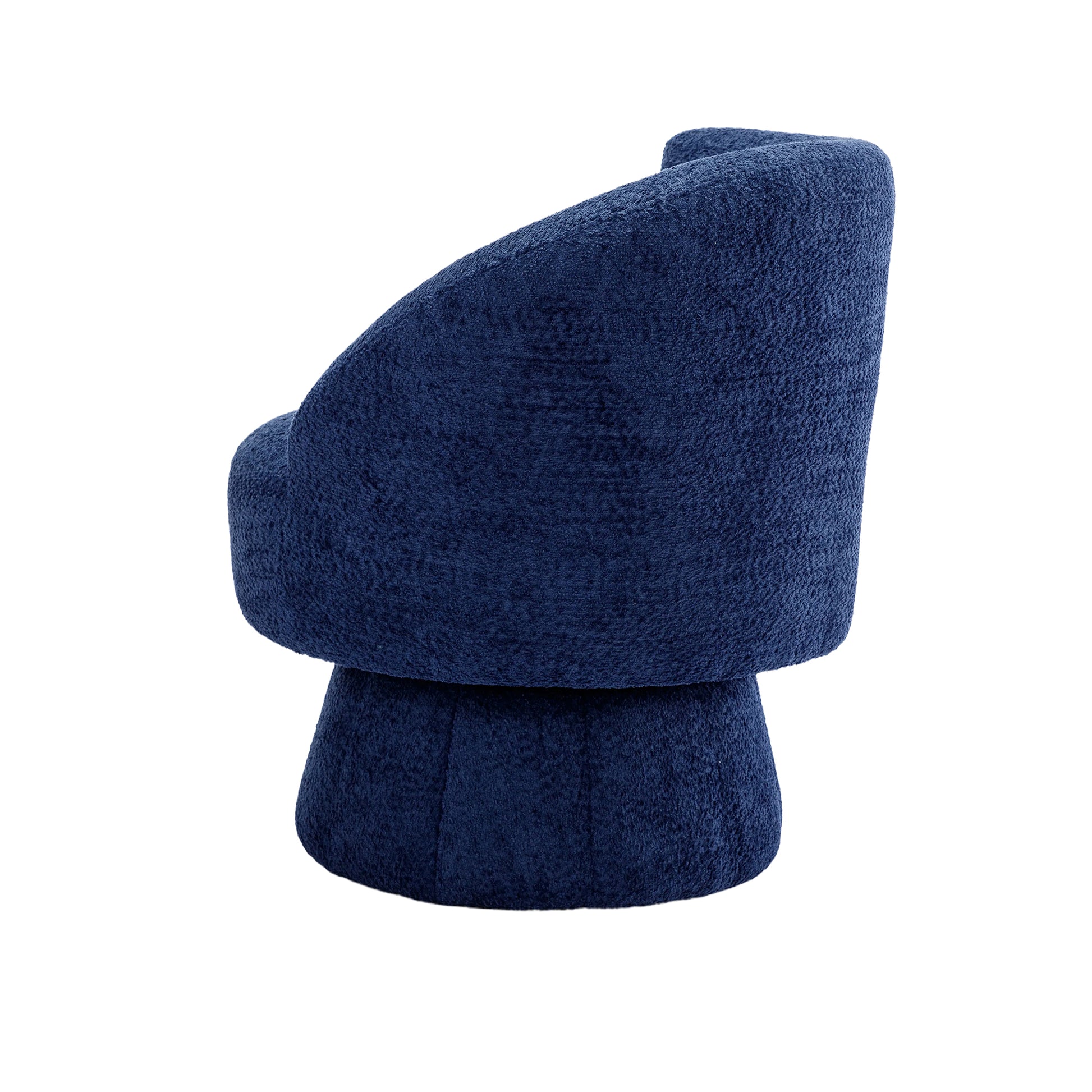 360 Degree Swivel Cuddle Barrel Accent Chairs, Round Armchairs With Wide Upholstered, Fluffy Fabric Chair For Living Room, Bedroom, Office, Waiting Rooms Navy Foam Boucle