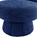 360 Degree Swivel Cuddle Barrel Accent Chairs, Round Armchairs With Wide Upholstered, Fluffy Fabric Chair For Living Room, Bedroom, Office, Waiting Rooms Navy Foam Boucle