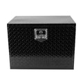 24 Inch Aluminum Stripes Plated Tool Box Pick Up Truck Bed Rv Trailer Toolbox Waterproof Square Storage Organizer With Lock And Ke Black 24