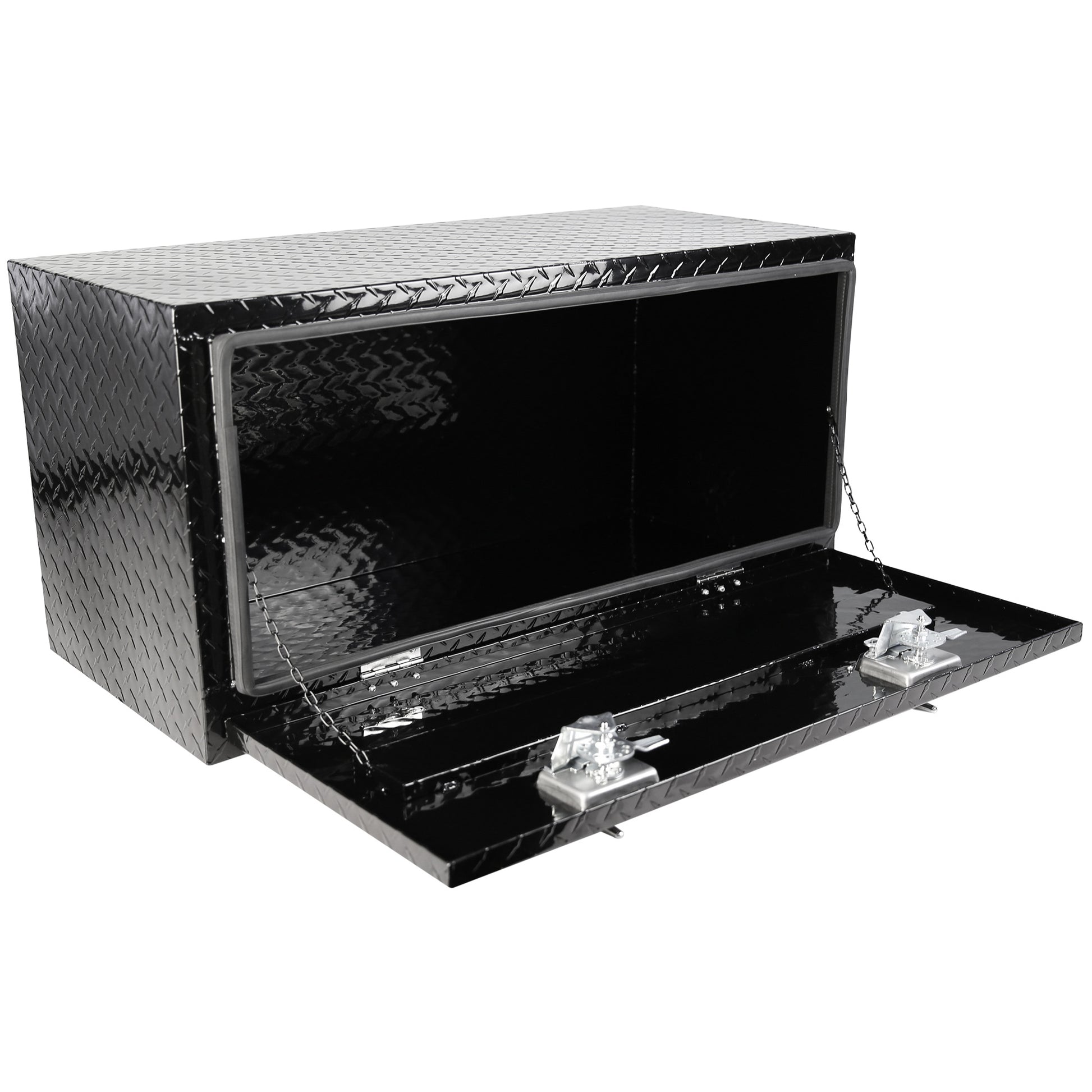 36 Inch Heavy Duty Black Aluminum Tread Tool Box Truck Trailer Underbody Storage Locks With T Handle Latch Key 36" 36" 17.1" 17.9" Black Aluminum