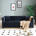 Contemporary Vertical Channel Tufted Velvet Sofa Loveseat Set Modern Upholstered 2Pcs Set Couch For Living Room Apartment With 4Pillows,Black Black Velvet