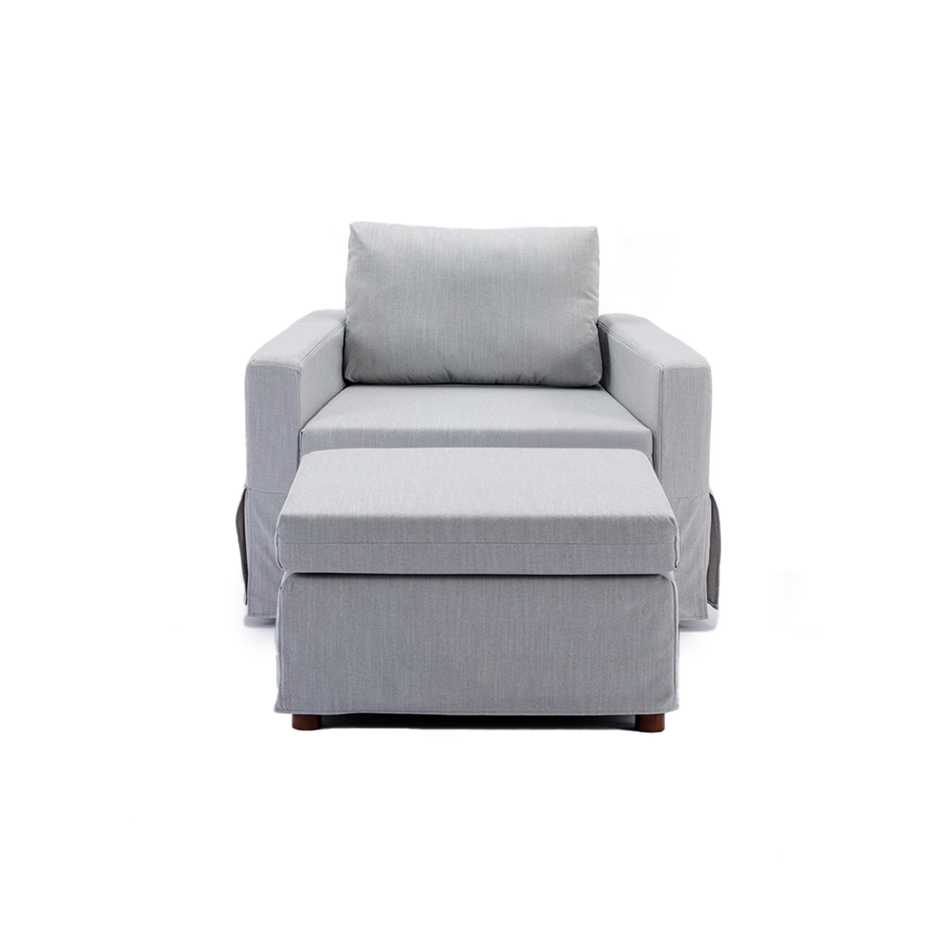 Single Seat Module Sofa Sectional Couch With 1 Ottoman,Cushion Covers Removable And Washable,Light Grey Light Grey Wood Primary Living Space Soft Modern Rubberwood Foam Linen 1 Seat