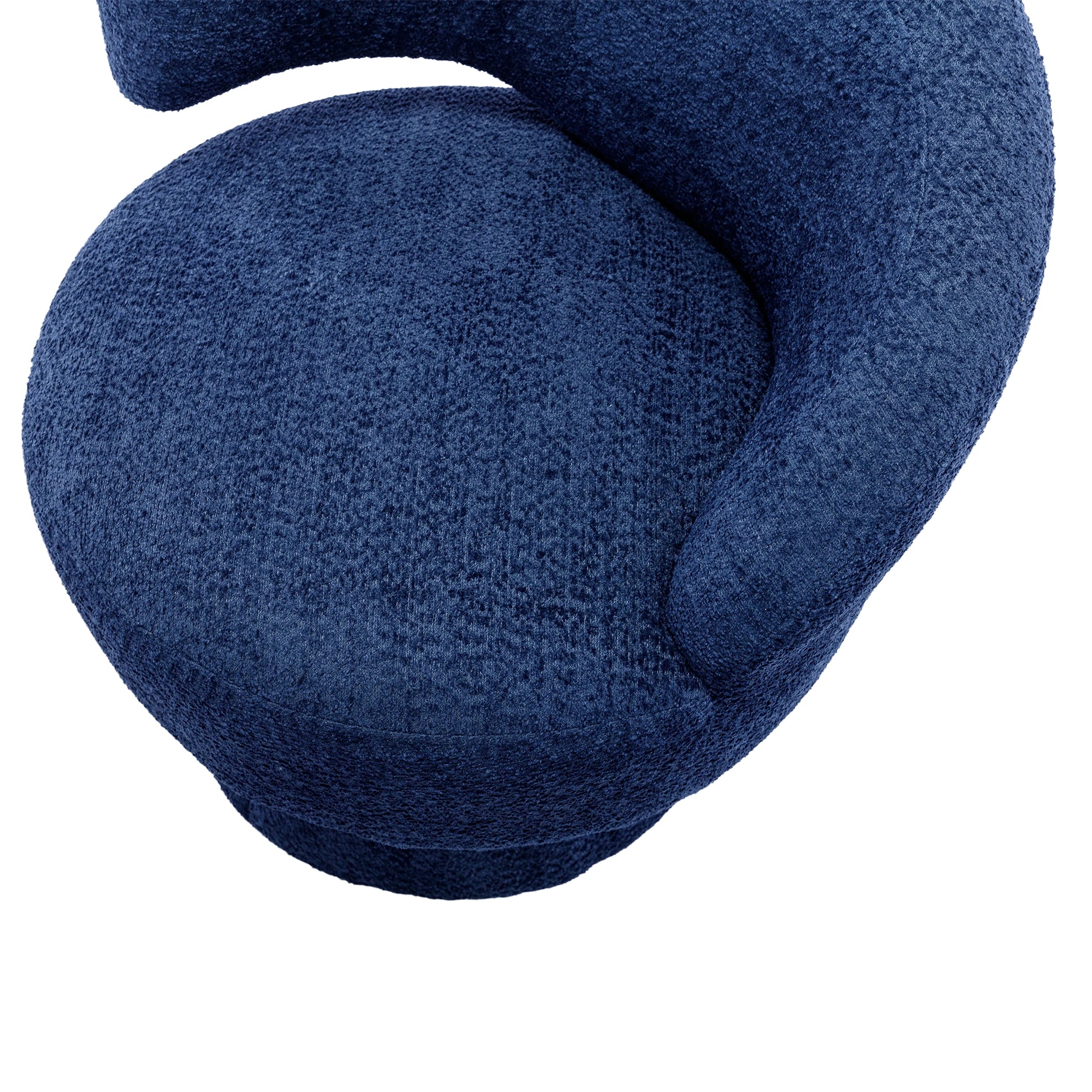 360 Degree Swivel Cuddle Barrel Accent Chairs, Round Armchairs With Wide Upholstered, Fluffy Fabric Chair For Living Room, Bedroom, Office, Waiting Rooms Navy Foam Boucle