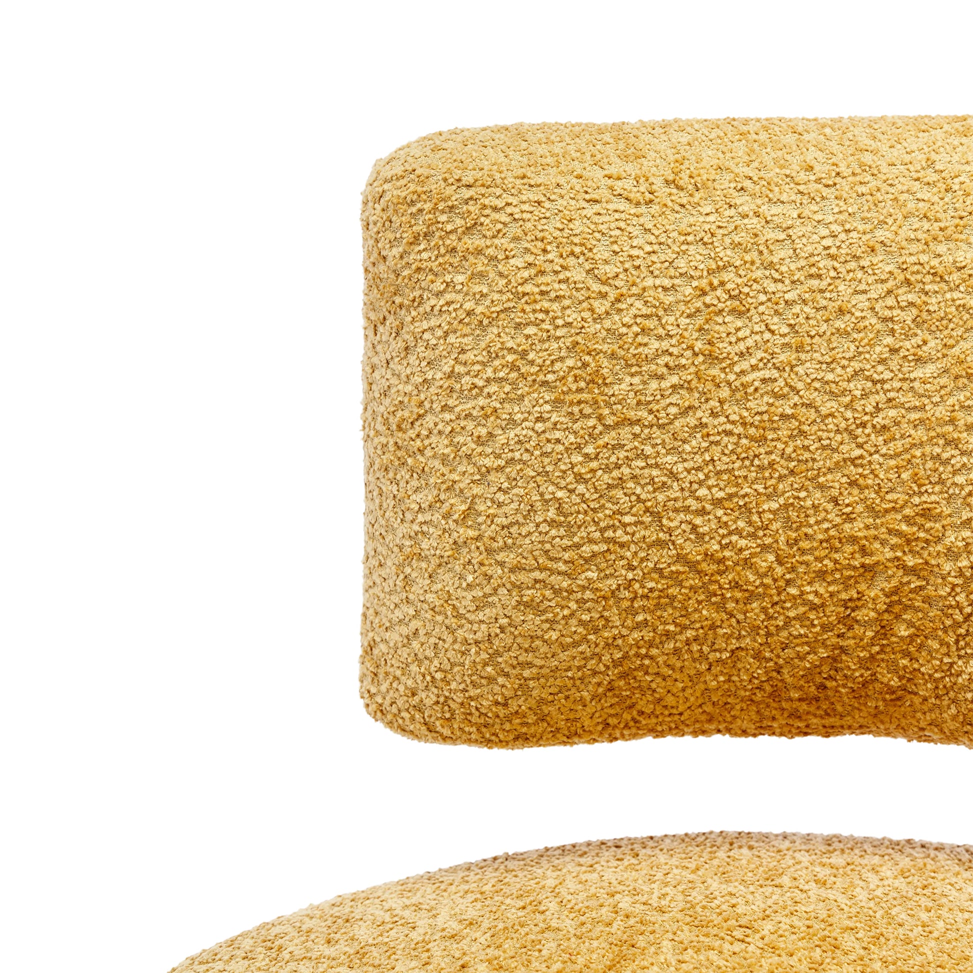 360 Degree Swivel Cuddle Barrel Accent Chairs, Round Armchairs With Wide Upholstered, Fluffy Fabric Chair For Living Room, Bedroom, Office, Waiting Rooms Yellow Foam Boucle