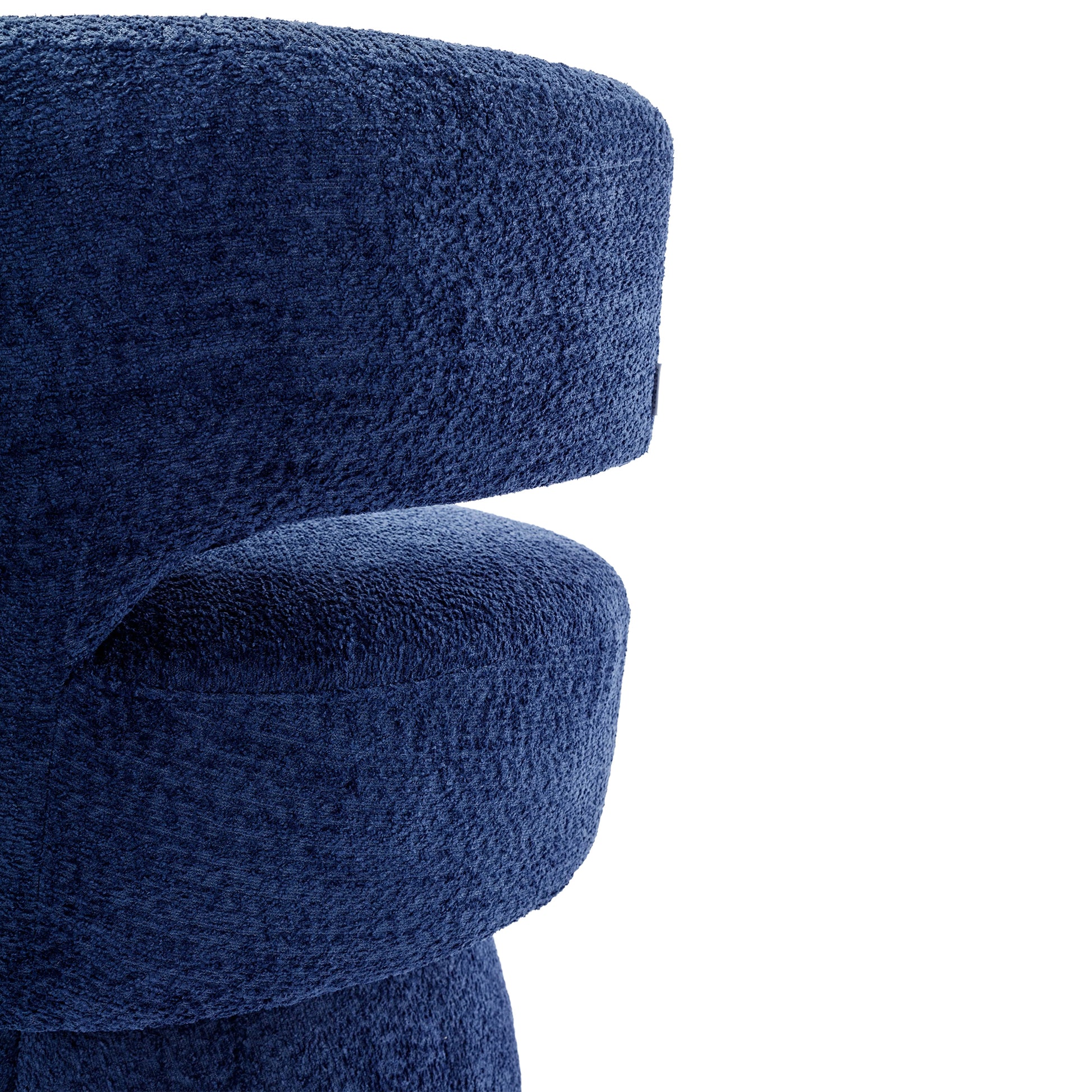 360 Degree Swivel Cuddle Barrel Accent Chairs, Round Armchairs With Wide Upholstered, Fluffy Fabric Chair For Living Room, Bedroom, Office, Waiting Rooms Navy Foam Boucle