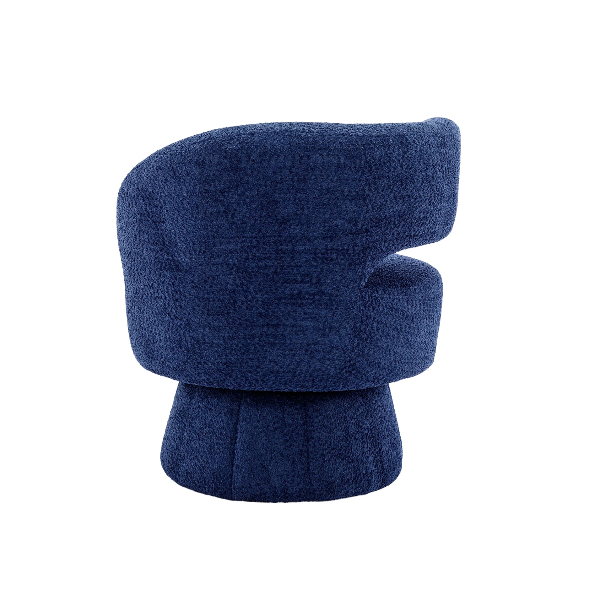360 Degree Swivel Cuddle Barrel Accent Chairs, Round Armchairs With Wide Upholstered, Fluffy Fabric Chair For Living Room, Bedroom, Office, Waiting Rooms Navy Foam Boucle