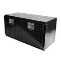 36 Inch Heavy Duty Black Aluminum Tread Tool Box Truck Trailer Underbody Storage Locks With T Handle Latch Key 36
