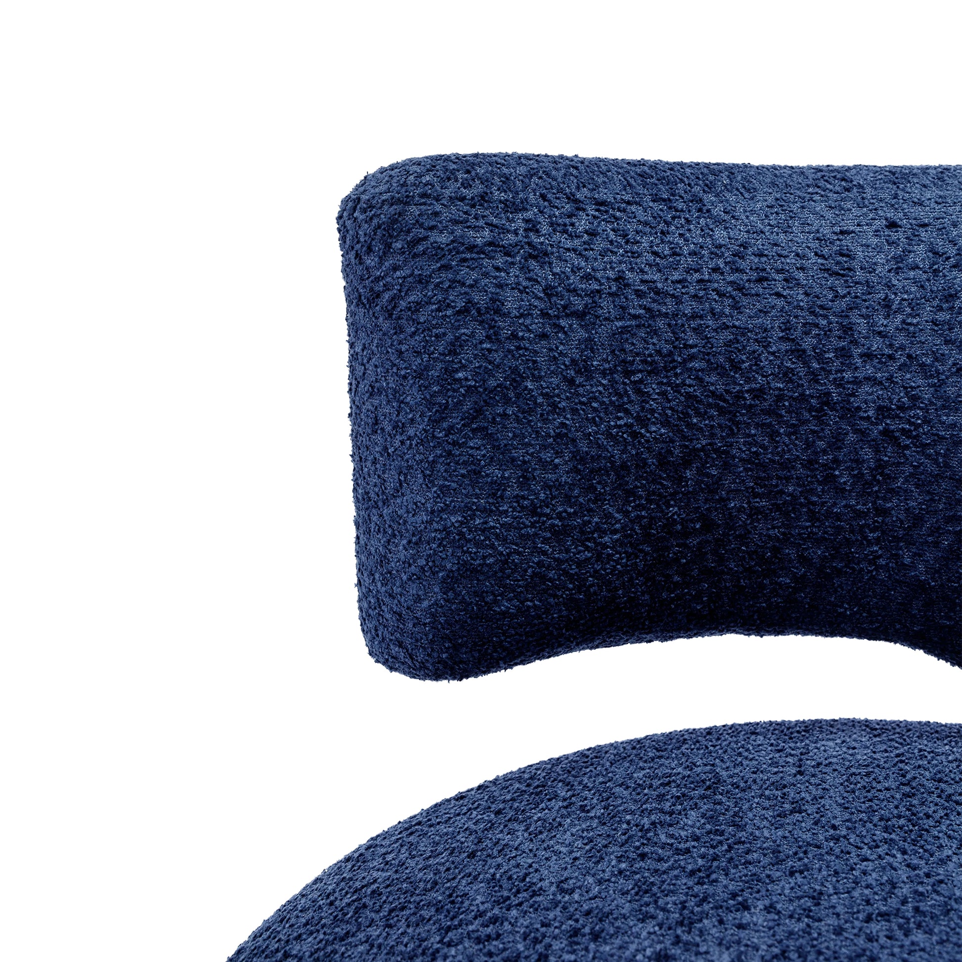 360 Degree Swivel Cuddle Barrel Accent Chairs, Round Armchairs With Wide Upholstered, Fluffy Fabric Chair For Living Room, Bedroom, Office, Waiting Rooms Navy Foam Boucle
