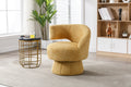 360 Degree Swivel Cuddle Barrel Accent Chairs, Round Armchairs With Wide Upholstered, Fluffy Fabric Chair For Living Room, Bedroom, Office, Waiting Rooms Yellow Foam Boucle