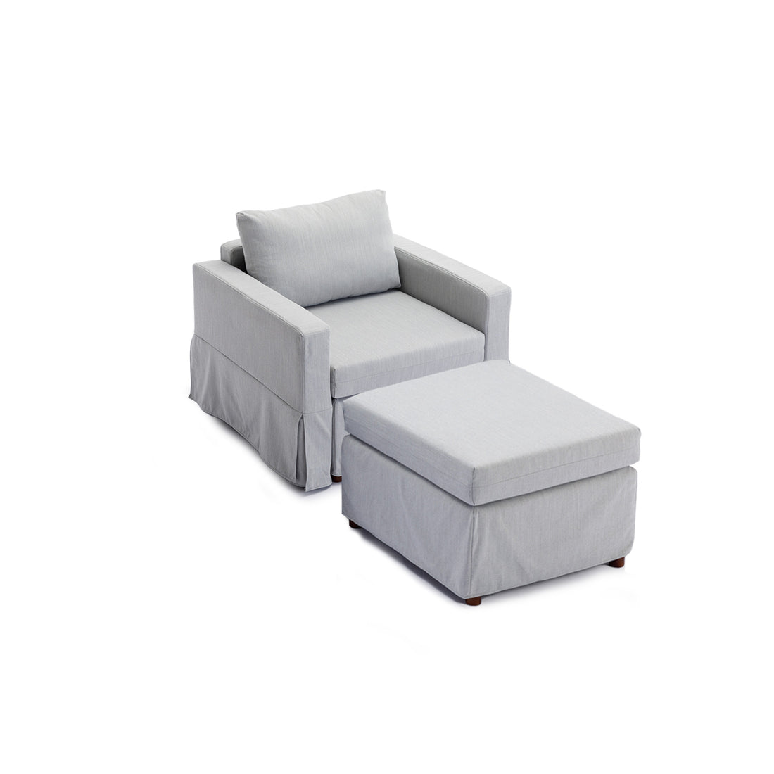 Single Seat Module Sofa Sectional Couch With 1 Ottoman,Cushion Covers Removable And Washable,Light Grey Light Grey Wood Primary Living Space Soft Modern Rubberwood Foam Linen 1 Seat