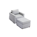 Single Seat Module Sofa Sectional Couch With 1 Ottoman,Cushion Covers Removable And Washable,Light Grey Light Grey Wood Primary Living Space Soft Modern Rubberwood Foam Linen 1 Seat