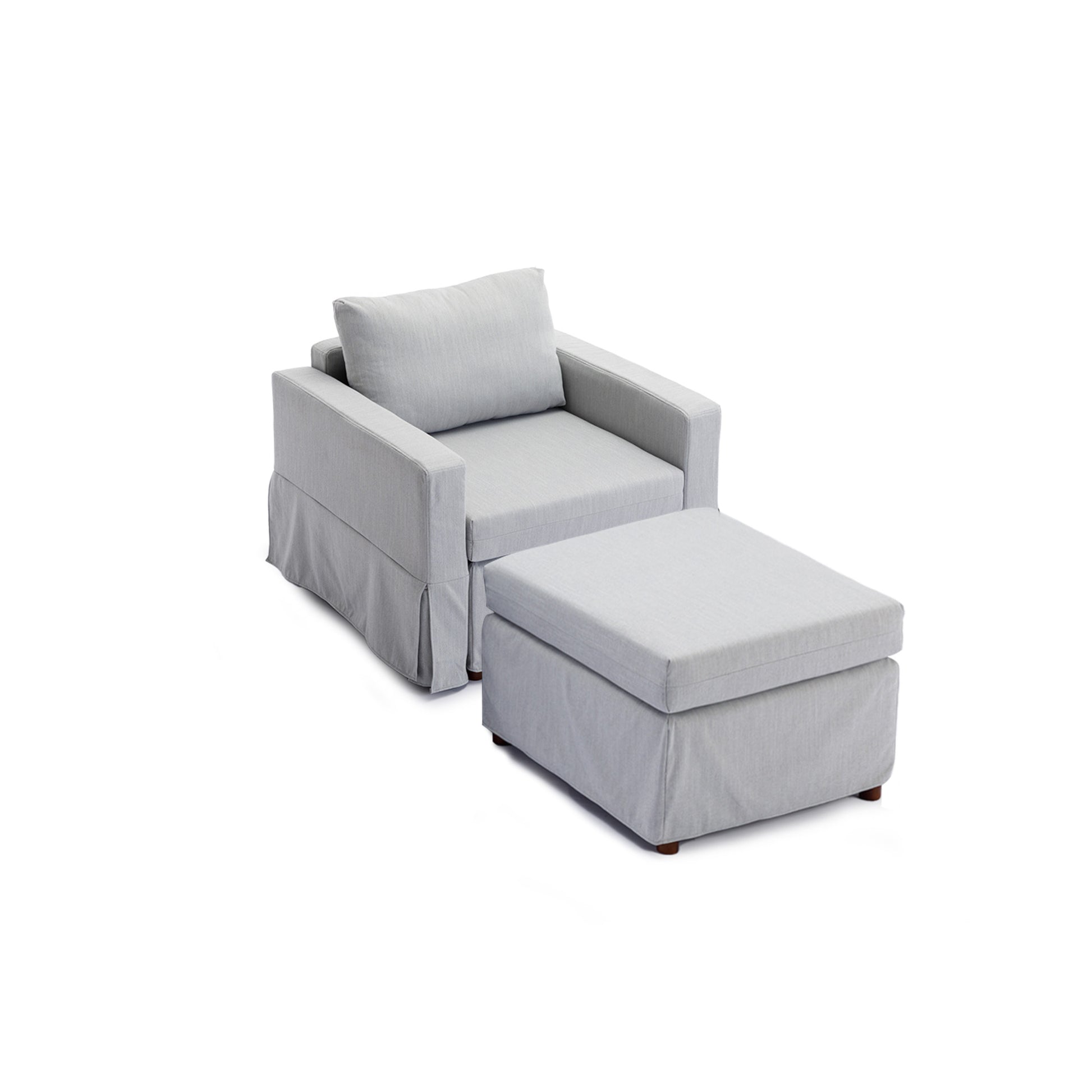 Single Seat Module Sofa Sectional Couch With 1 Ottoman,Cushion Covers Removable And Washable,Light Grey Light Grey Wood Primary Living Space Soft Modern Rubberwood Foam Linen 1 Seat