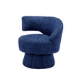 360 Degree Swivel Cuddle Barrel Accent Chairs, Round Armchairs With Wide Upholstered, Fluffy Fabric Chair For Living Room, Bedroom, Office, Waiting Rooms Navy Foam Boucle
